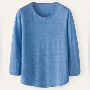 POETRY linen round neck blue longsleeve tee size 10